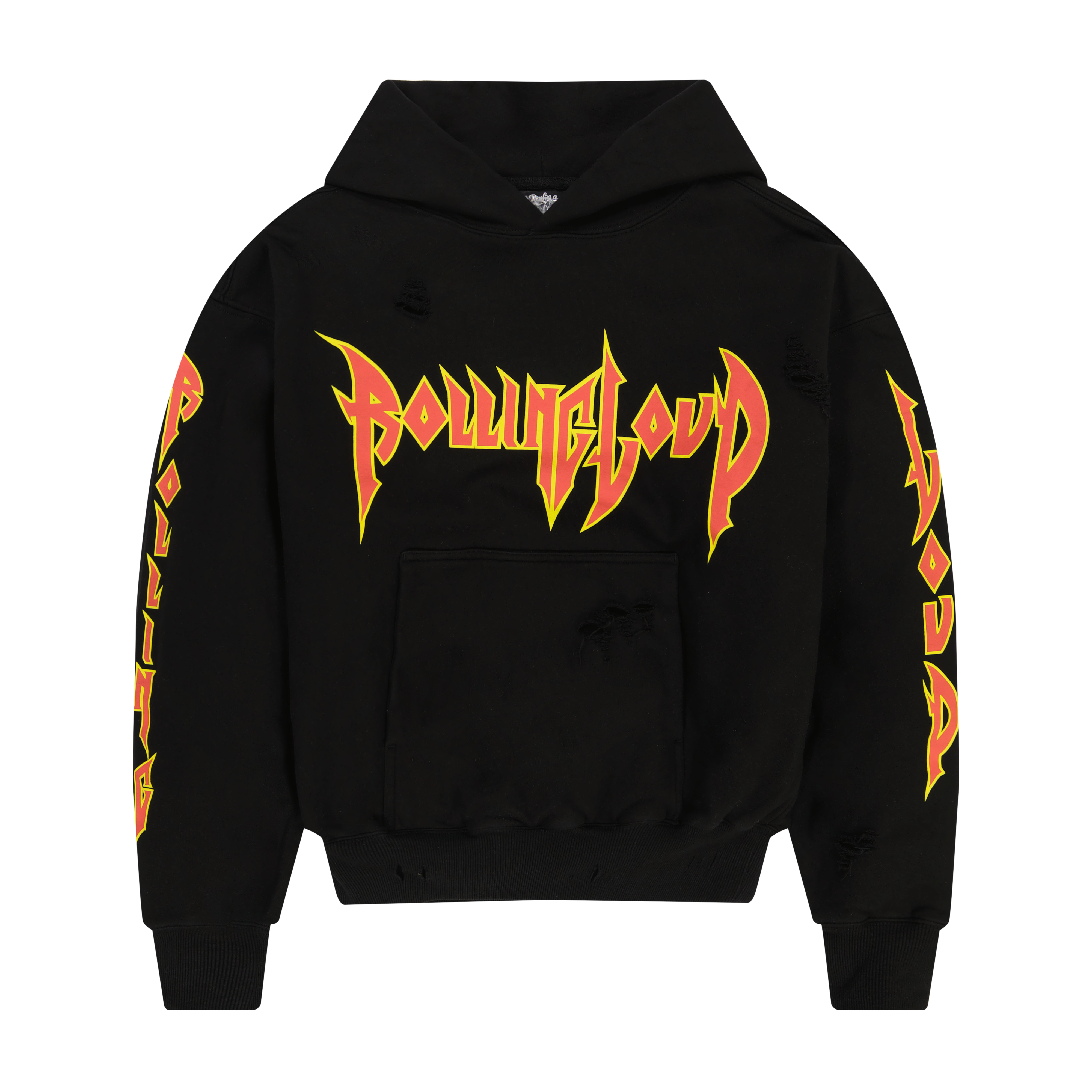 Double Layer Heavyweight Distressed Hoodie Rolling Loud