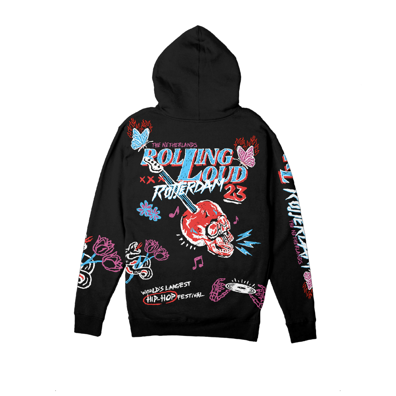 RL Rotterdam 23 Bite Back Black Hoodie | Rolling Loud RL Rotterdam 23 Bite Back Black Hoodie | Rolling Loud