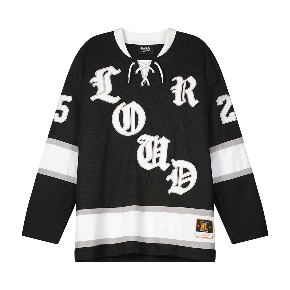 RL World Tour 25 Loud Black Hockey Jersey | Rolling Loud RL World Tour 25 Loud Black Hockey Jersey | Rolling Loud