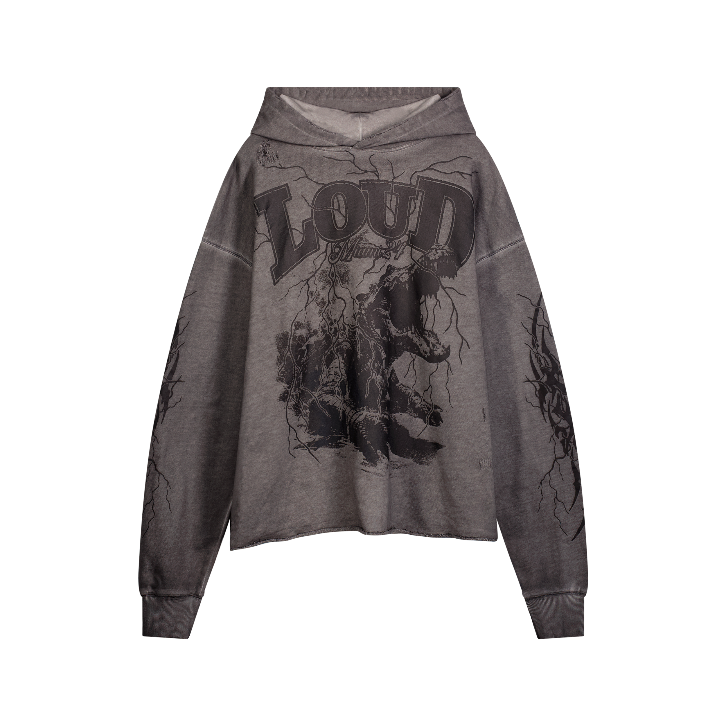RL Miami 24 Lockjaw Cement Crop Hoodie | Rolling Loud RL Miami 24 Lockjaw Cement Crop Hoodie | Rolling Loud