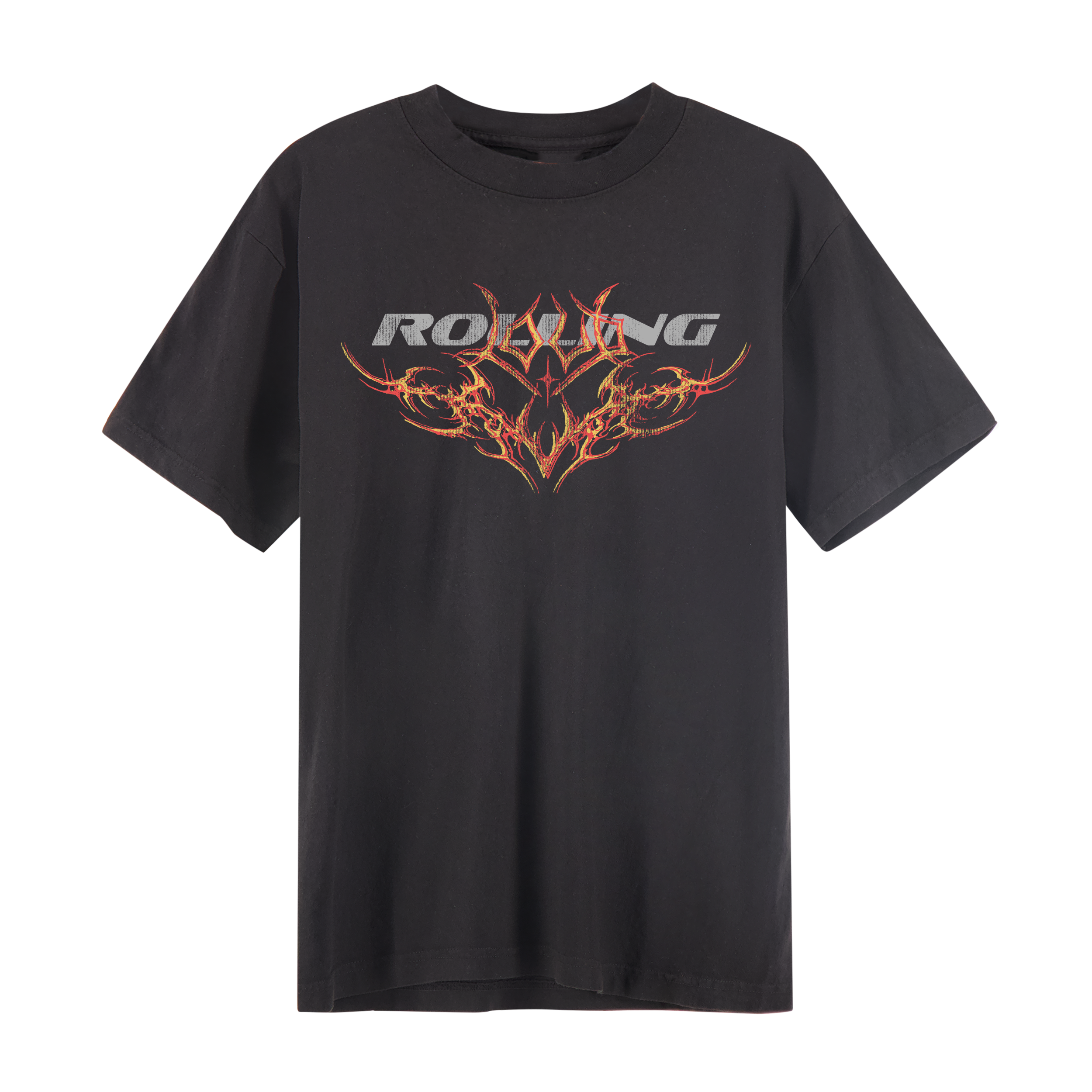RL Reflective Tribal Gothic Black Tee | Rolling Loud