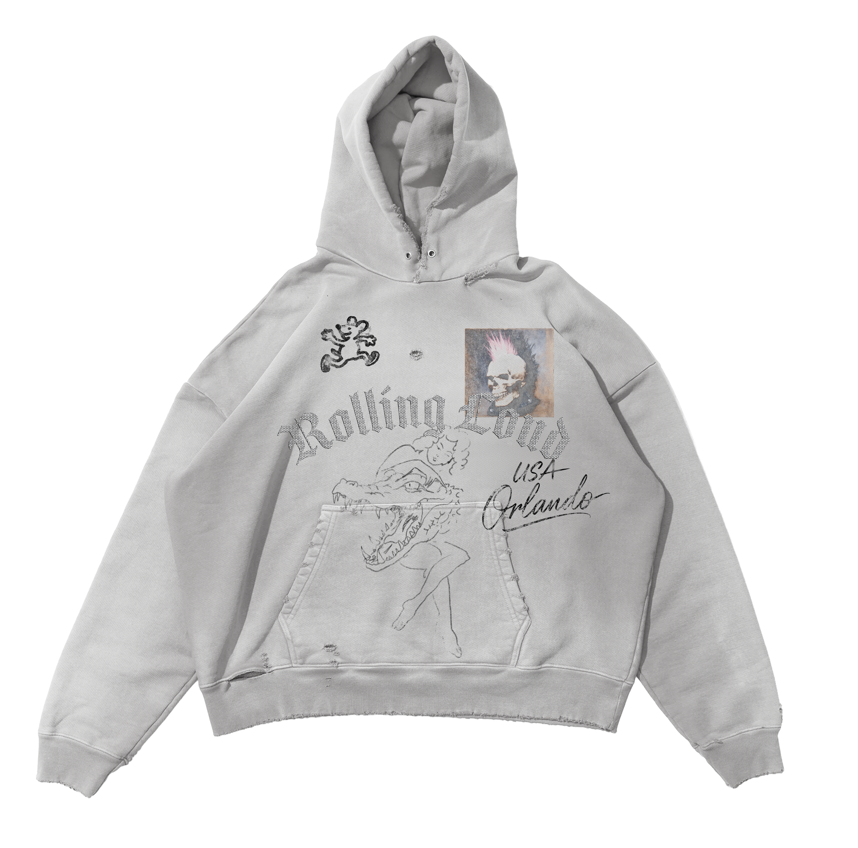 Signature Orlando Bling Grey PO Hoodie | Rolling Loud