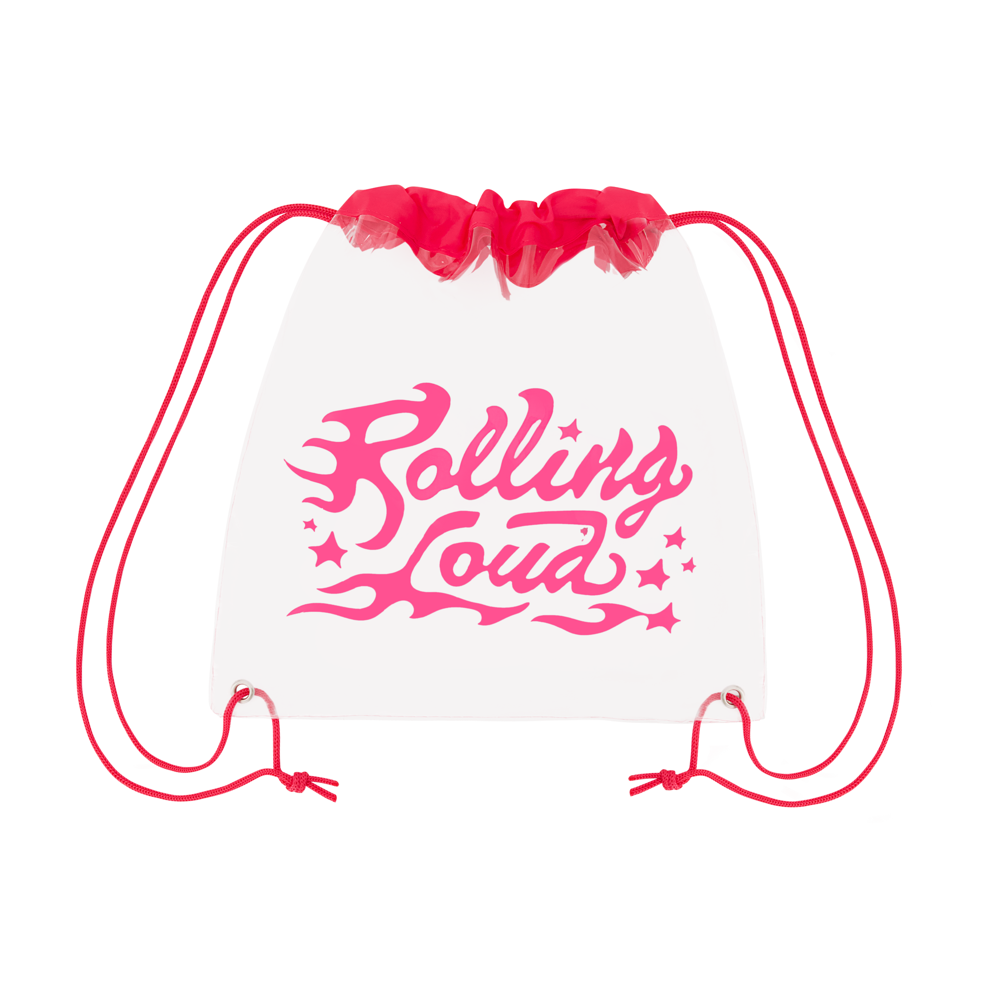 Logo  Clear Pink Cinch Bag - Festival Approved