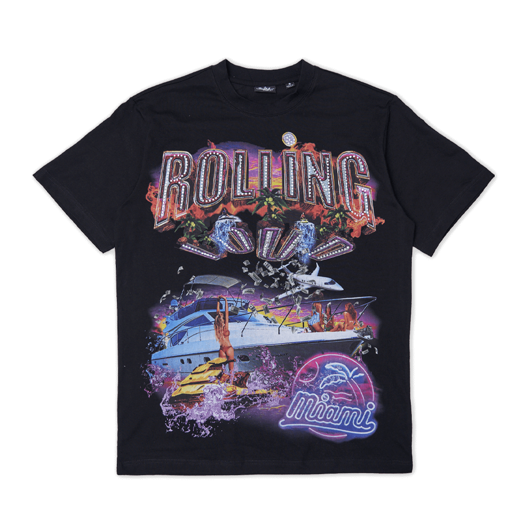 RL Miami 23 Yacht Party Bling Black Lineup Tee