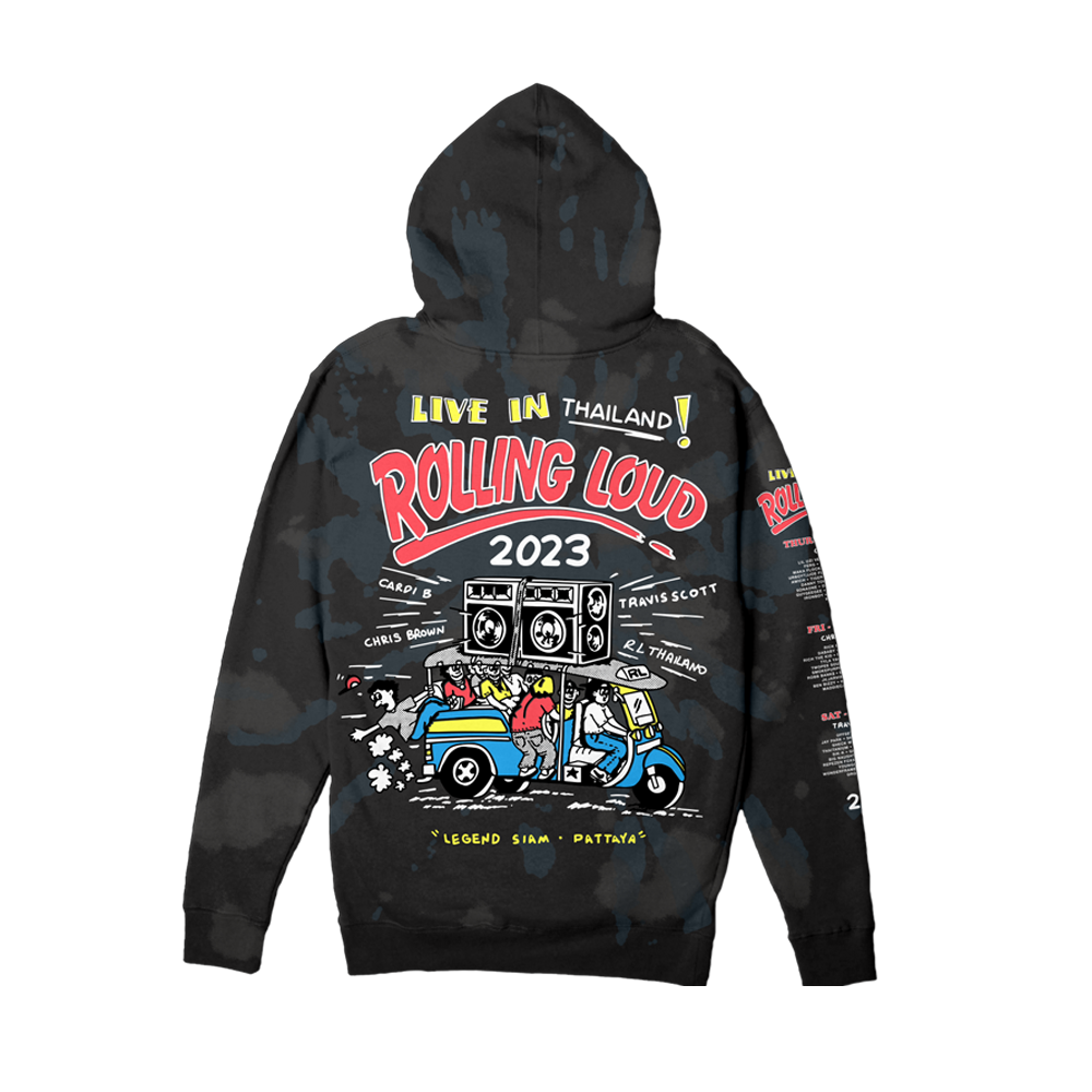 RL Thailand Tiger Style Black Tiedye Hoodie | Rolling Loud RL Thailand Tiger Style Black Tiedye Hoodie | Rolling Loud