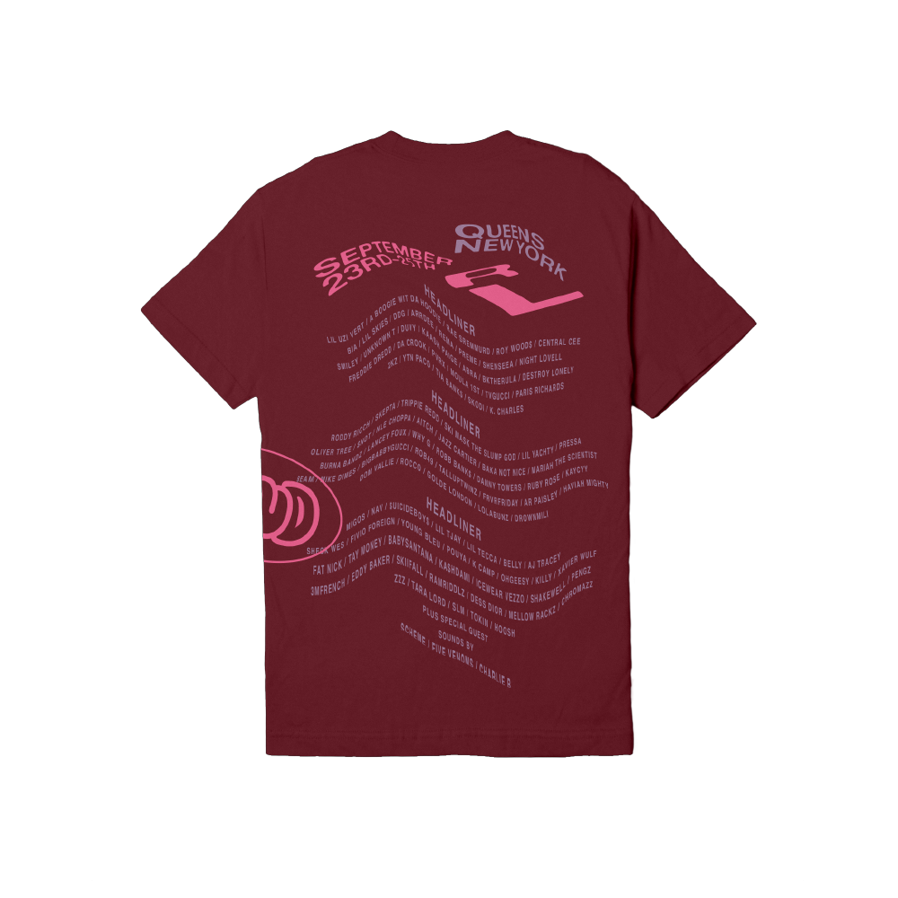 RL Warped T Shirt Maroon NYC 22 – Rolling Loud