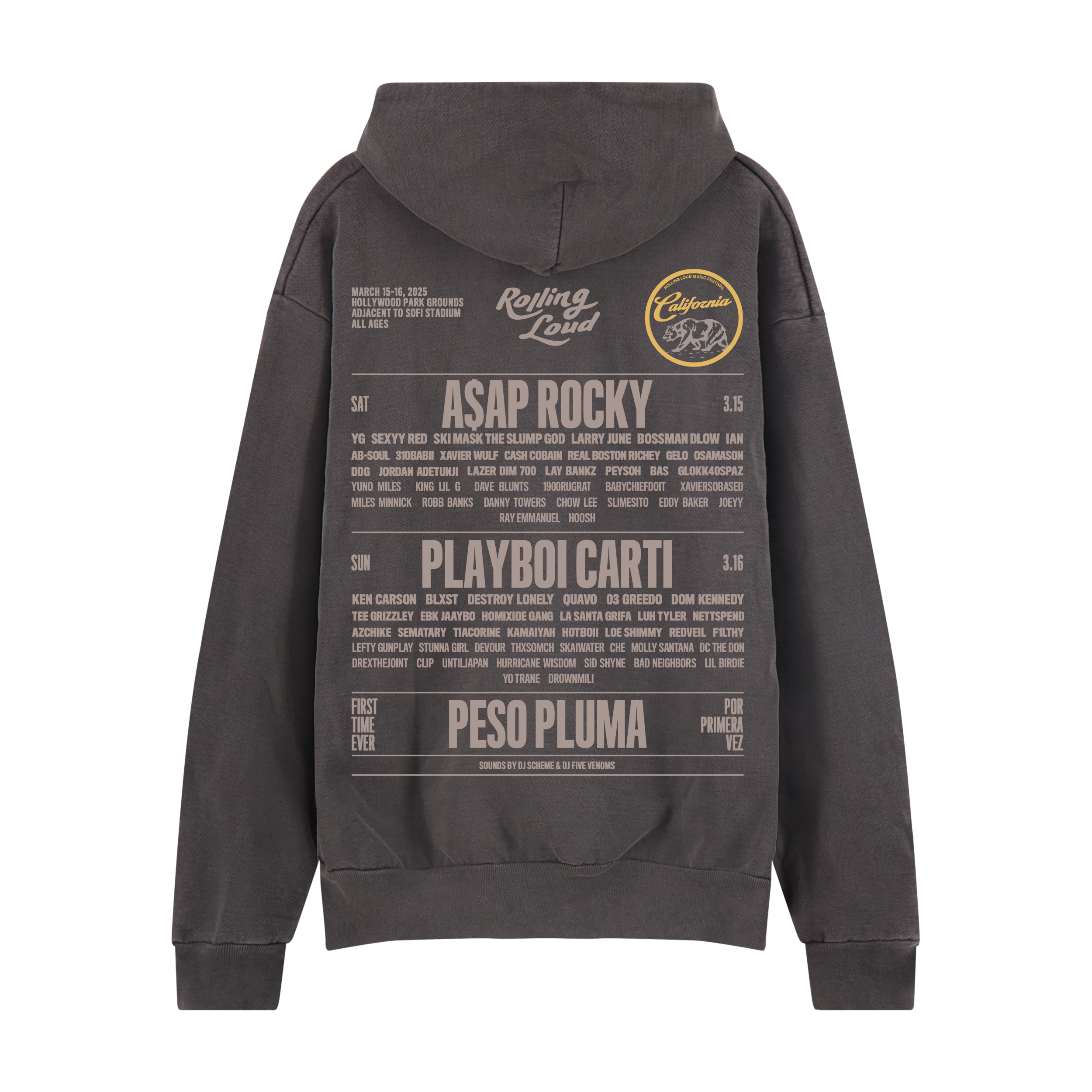 Admat RL LA 25 Admat Pigment Black Lineup Hoodie | Rolling Loud