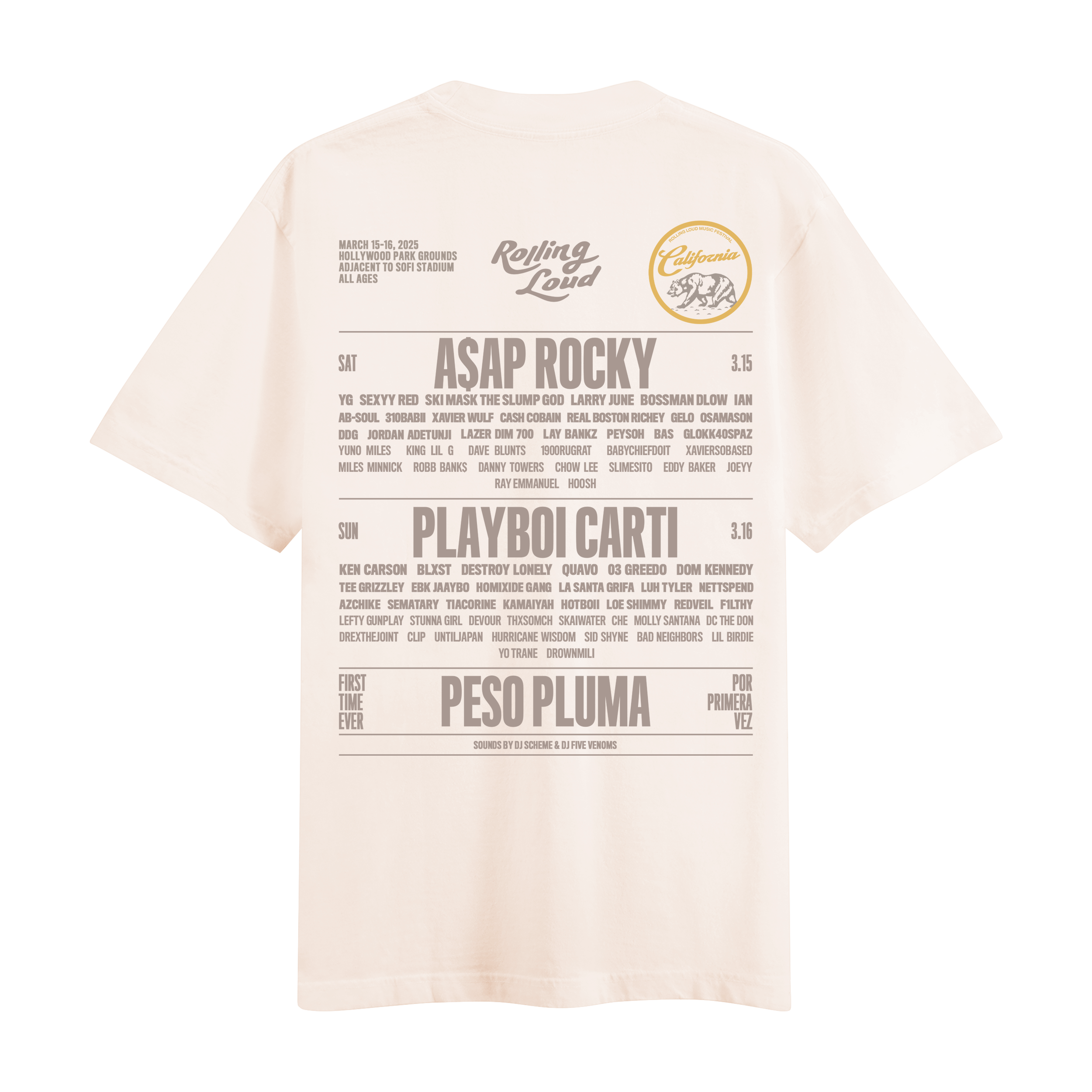 Admat RL LA 25 Admat Ivory Lineup Tee | Rolling Loud
