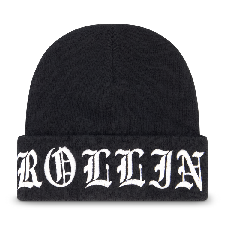 Old English Black Beanie