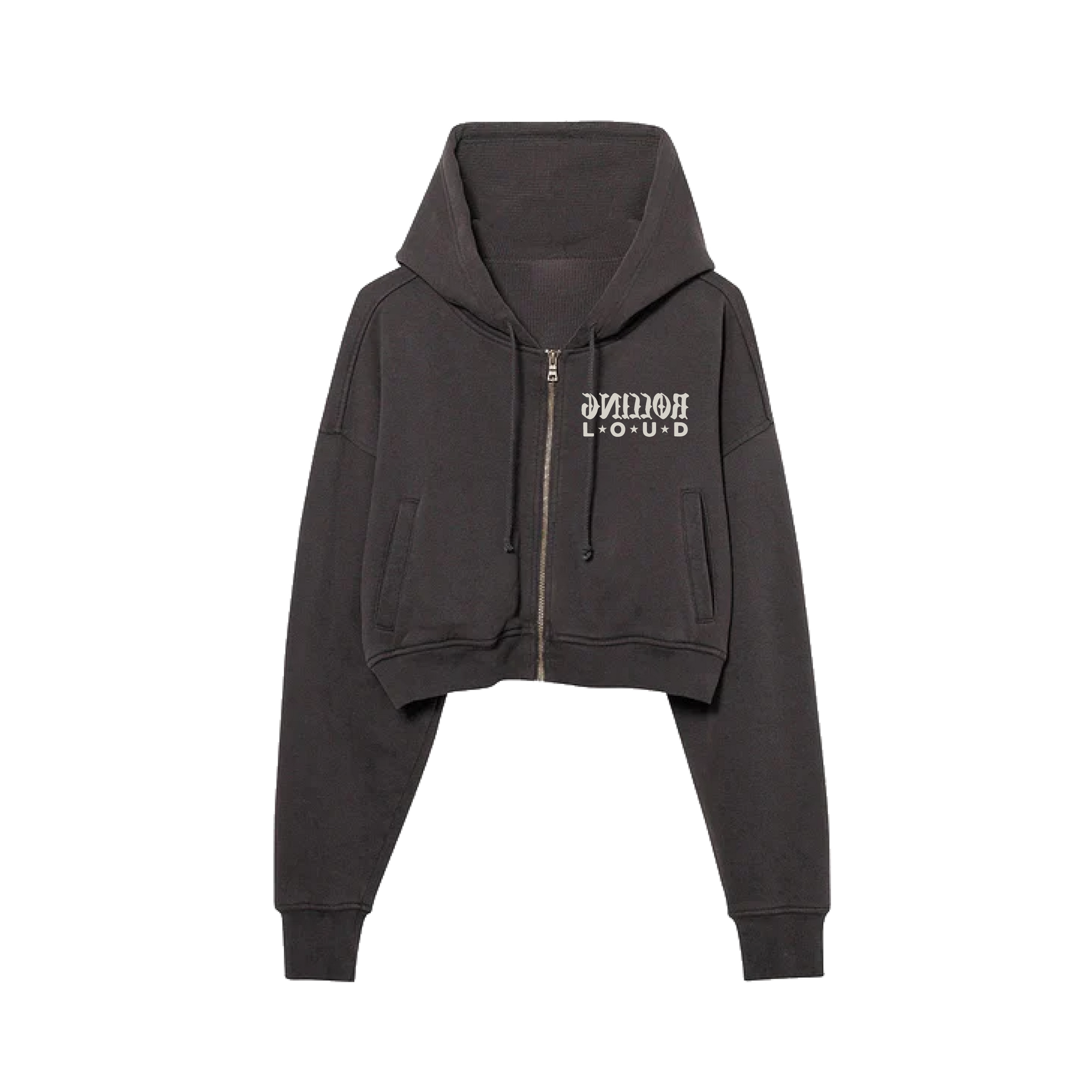 RL Productions Vintage Black Crop Zip Hoodie