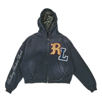 RF Loud Chenille Washed Black Zip Hoodie