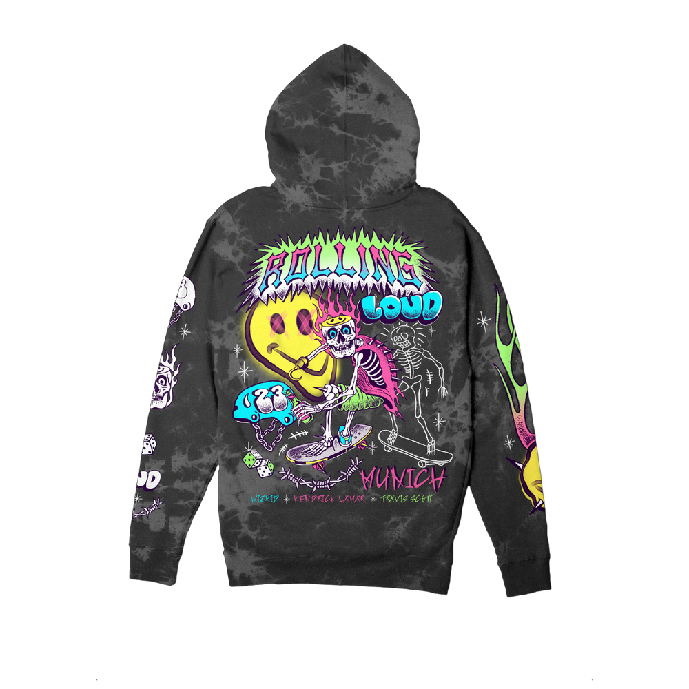 RL Munich 23 Face Plant Black Tie Dye Hoodie