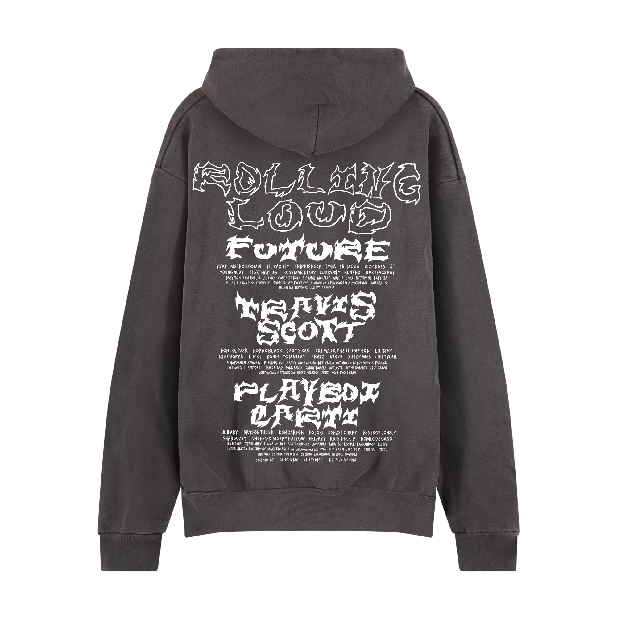 RL X FTWS Miami 24 Skull Vintage Black Lineup Hoodie | Rolling Loud