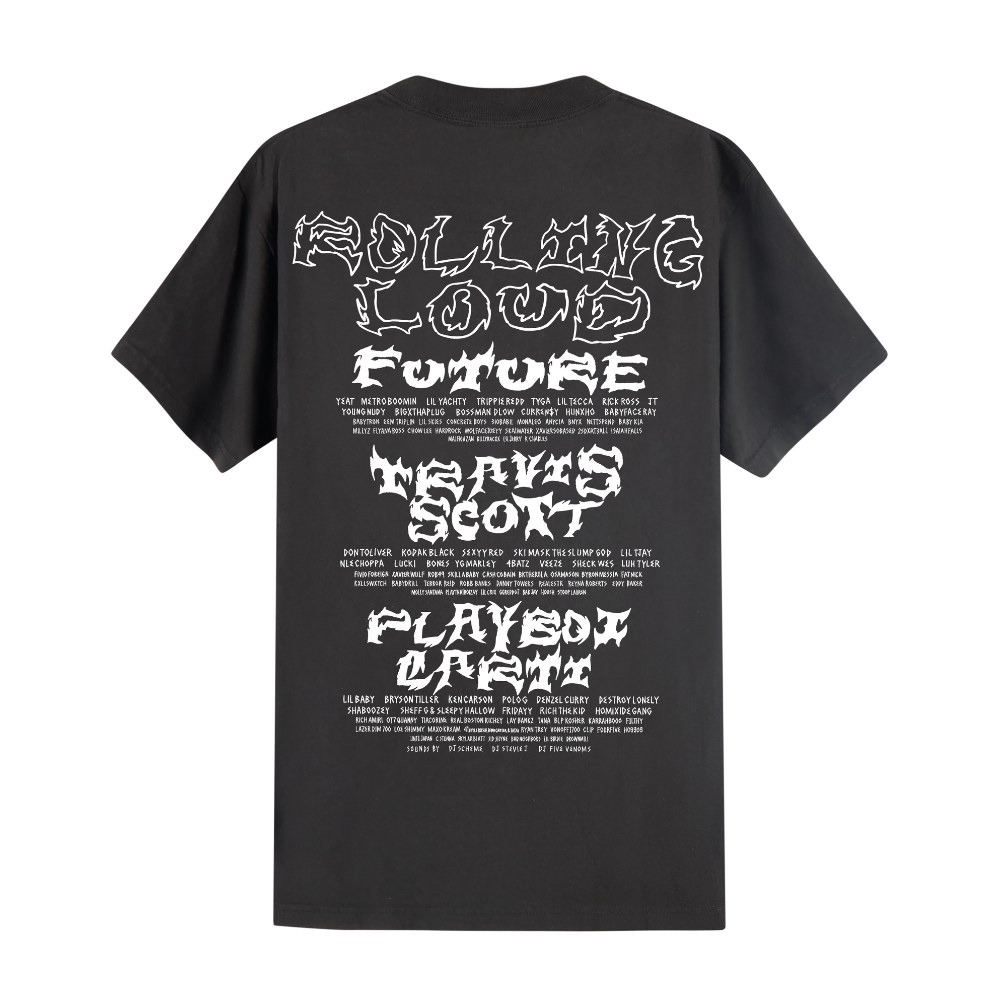 RL X FTWS Miami 24 Skull Vintage Black Lineup Tee | Rolling Loud