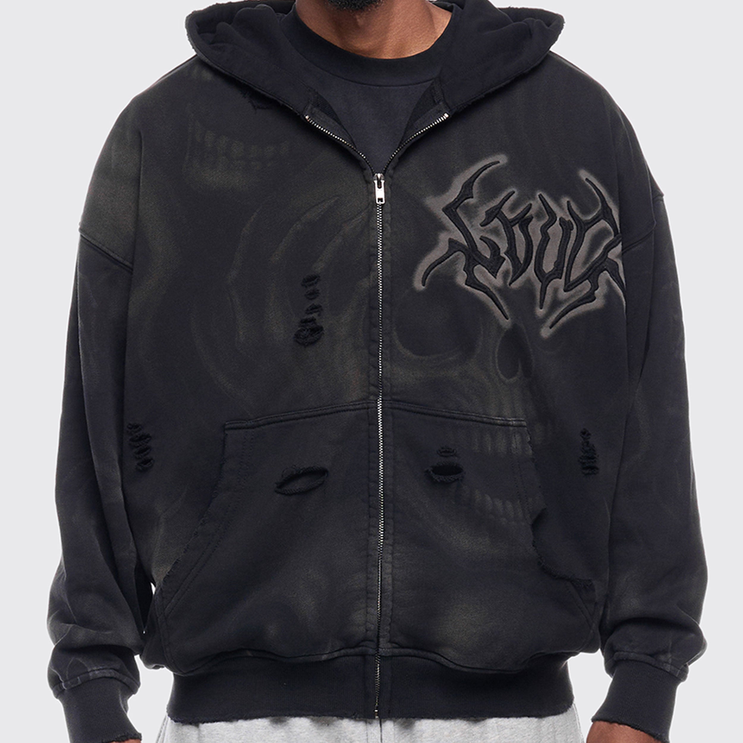 GHOST SKULL ZIP UP HOODIE | Rolling Loud