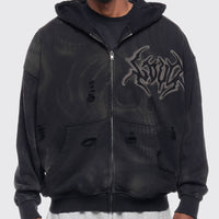 GHOST SKULL ZIP UP HOODIE
