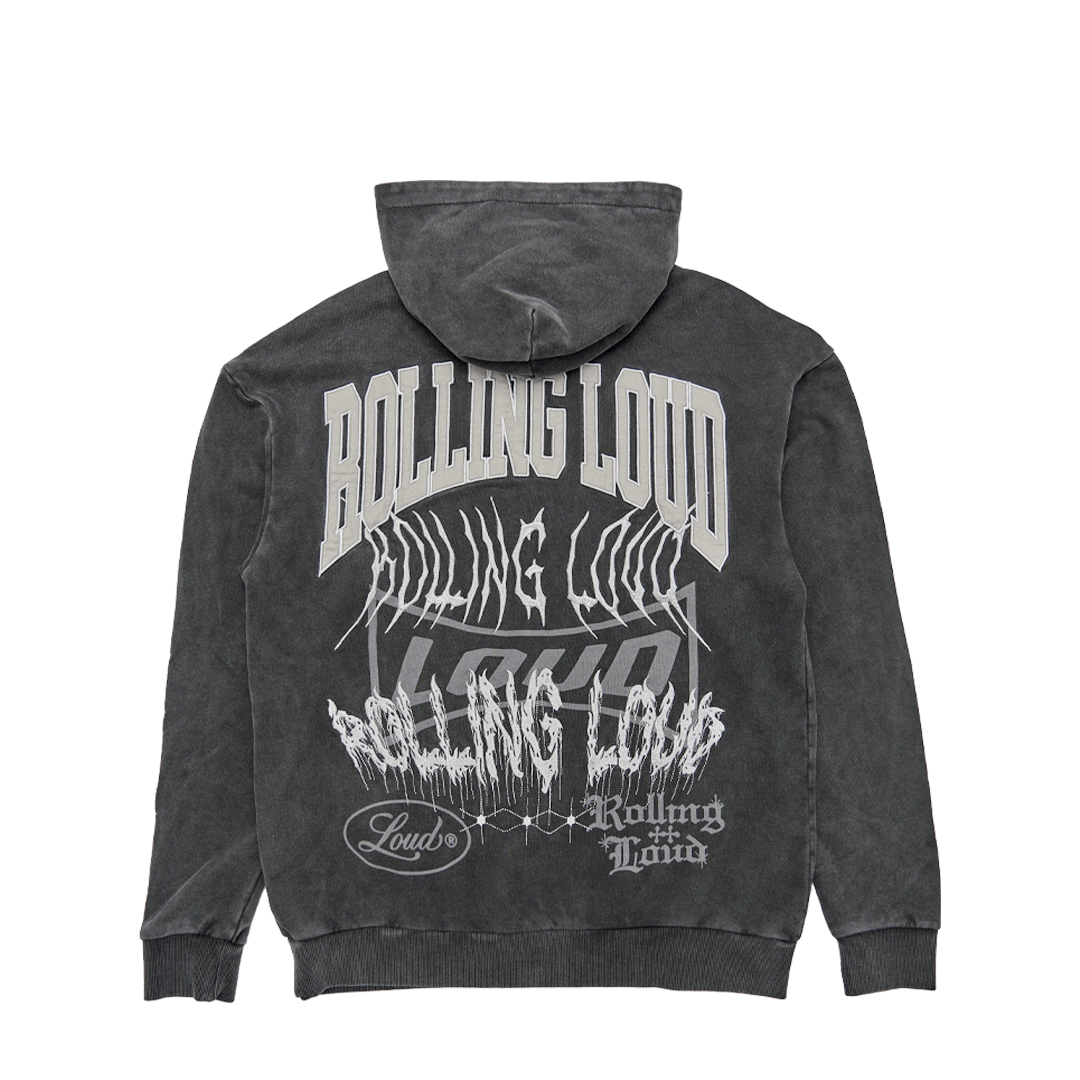 RL G-Metal Logos Vintage Black Hoodie | Rolling Loud