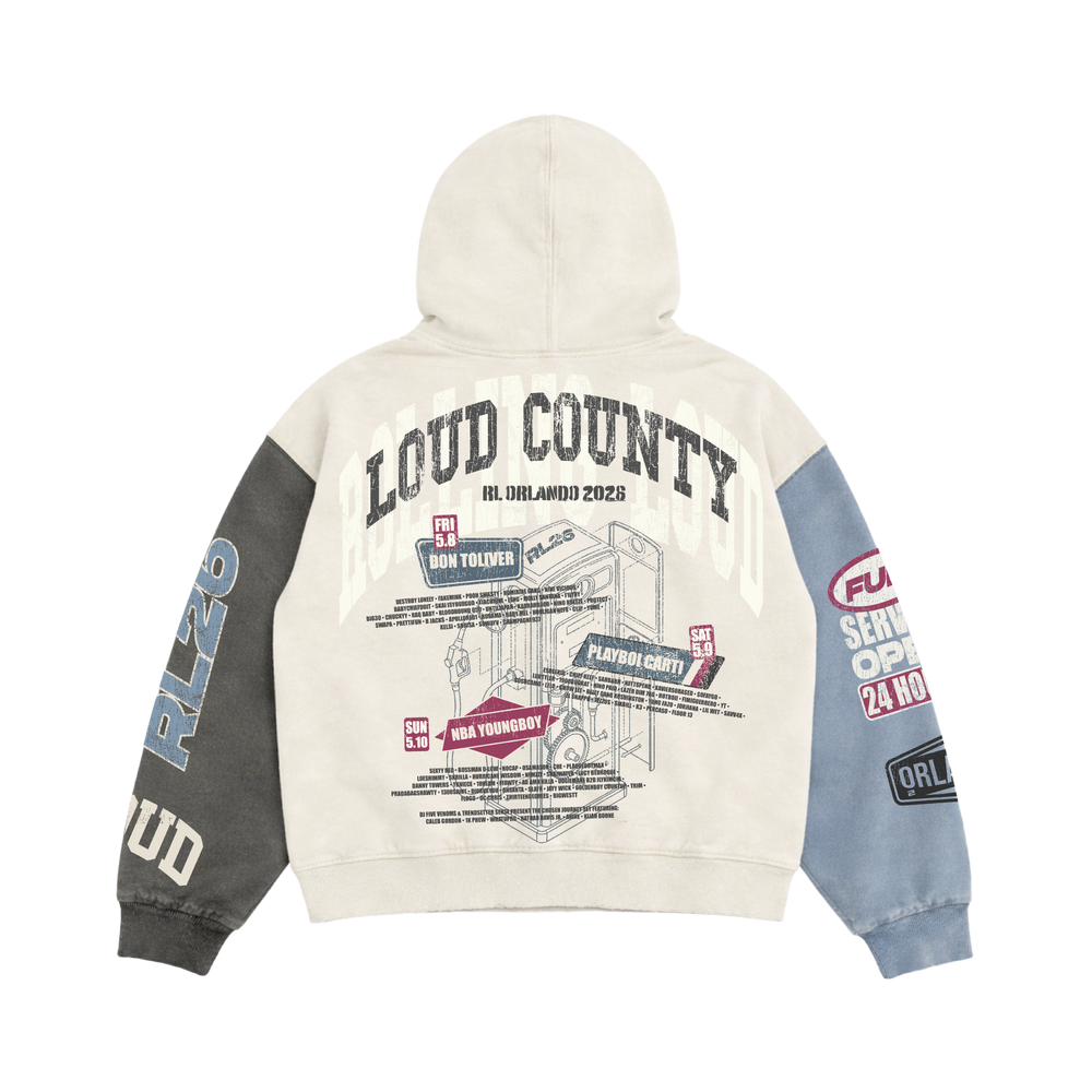 Service Dept. Split Cream and Blue 26 Lineup Zip Hoodie