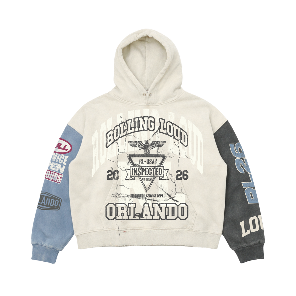 Service Dept. Split Cream and Blue 26 Lineup Zip Hoodie