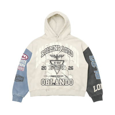 Service Dept. Split Cream and Blue 26 Lineup Zip Hoodie