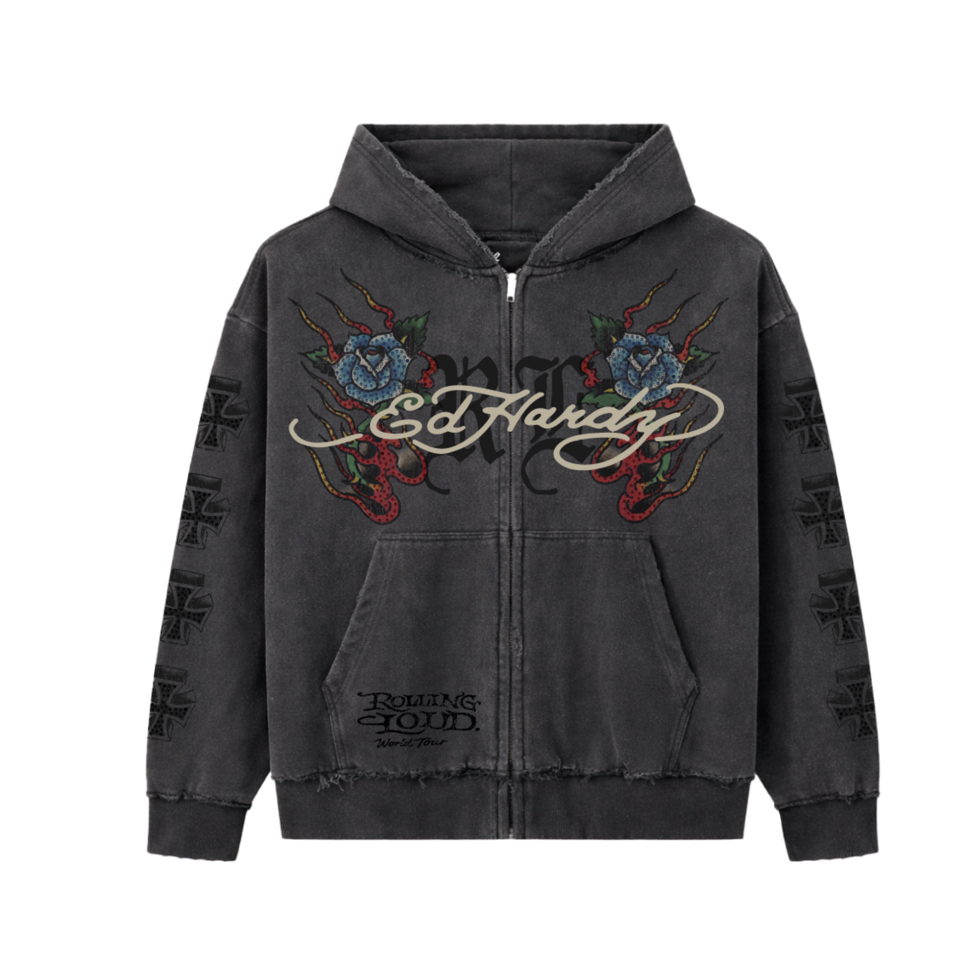 RL X ED HARDY CROSS HOODIE