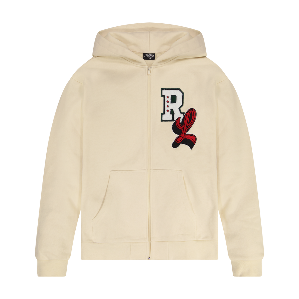 Big Chenille Zip-Up Sweatshirt Cream