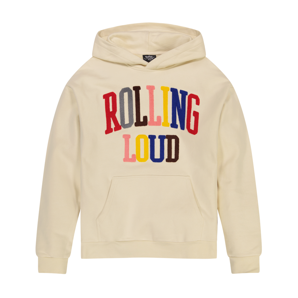 Rolling Loud Multi Chenille Cream Hooded Sweatshirt