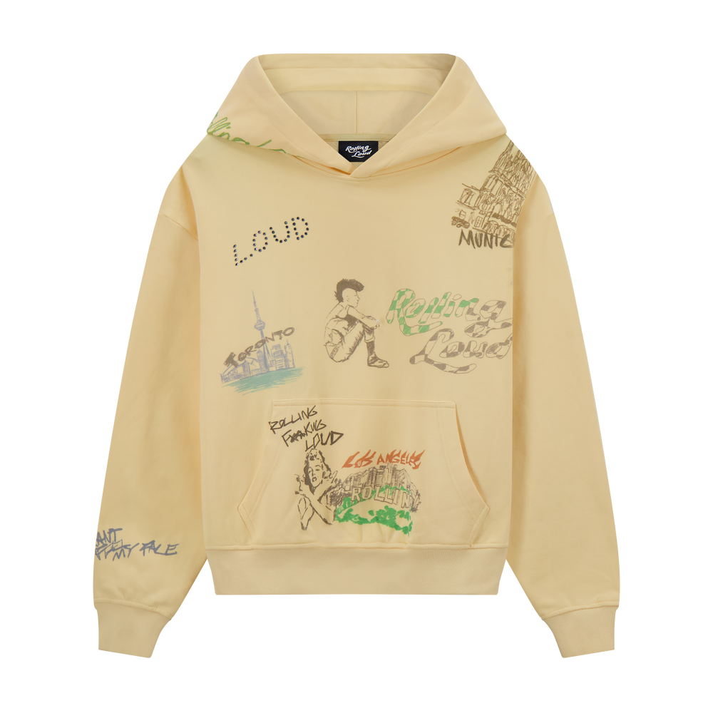 RL All City Sketch Washed Yellow PO Hoodie