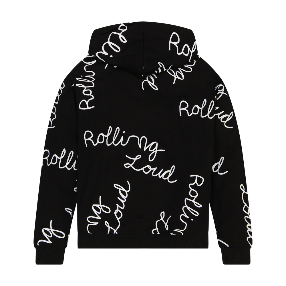 AOP Script Hoodie Black