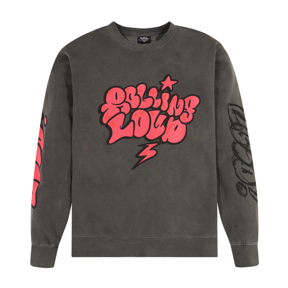 RL Sketchy Logo PINK Vintage Black Crewneck