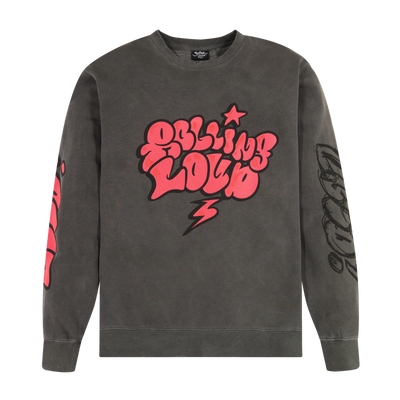 RL Sketchy Logo PINK Vintage Black Crewneck