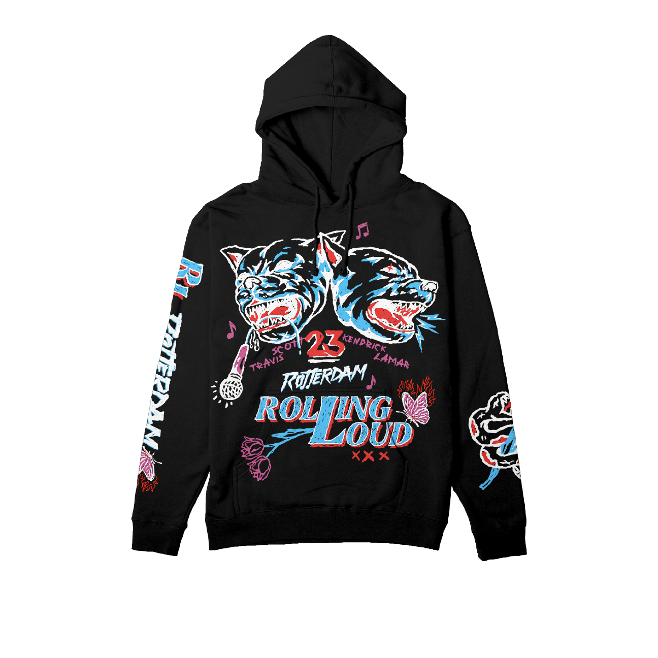 RL Rotterdam 23 Bite Back Black Hoodie | Rolling Loud RL Rotterdam 23 Bite Back Black Hoodie | Rolling Loud