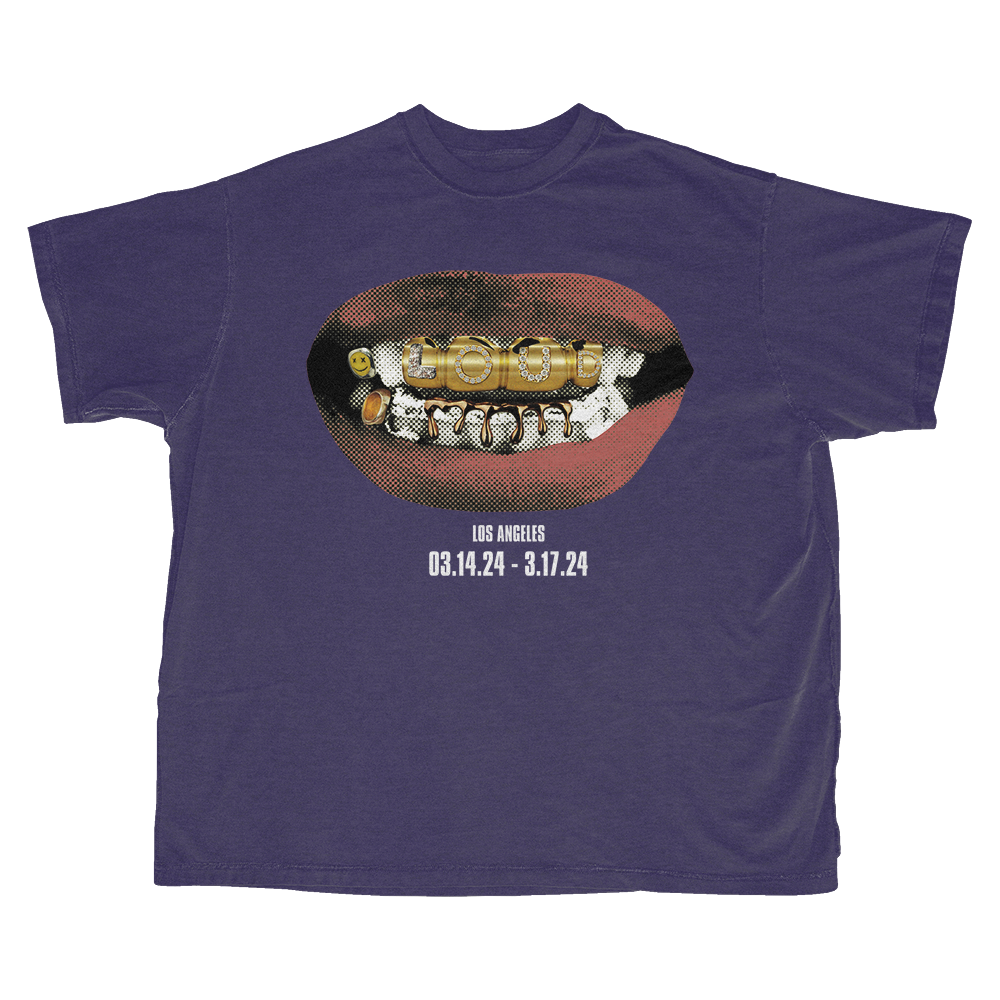 RL LA 24 Loud Mouth Grill Bling Purple Tee