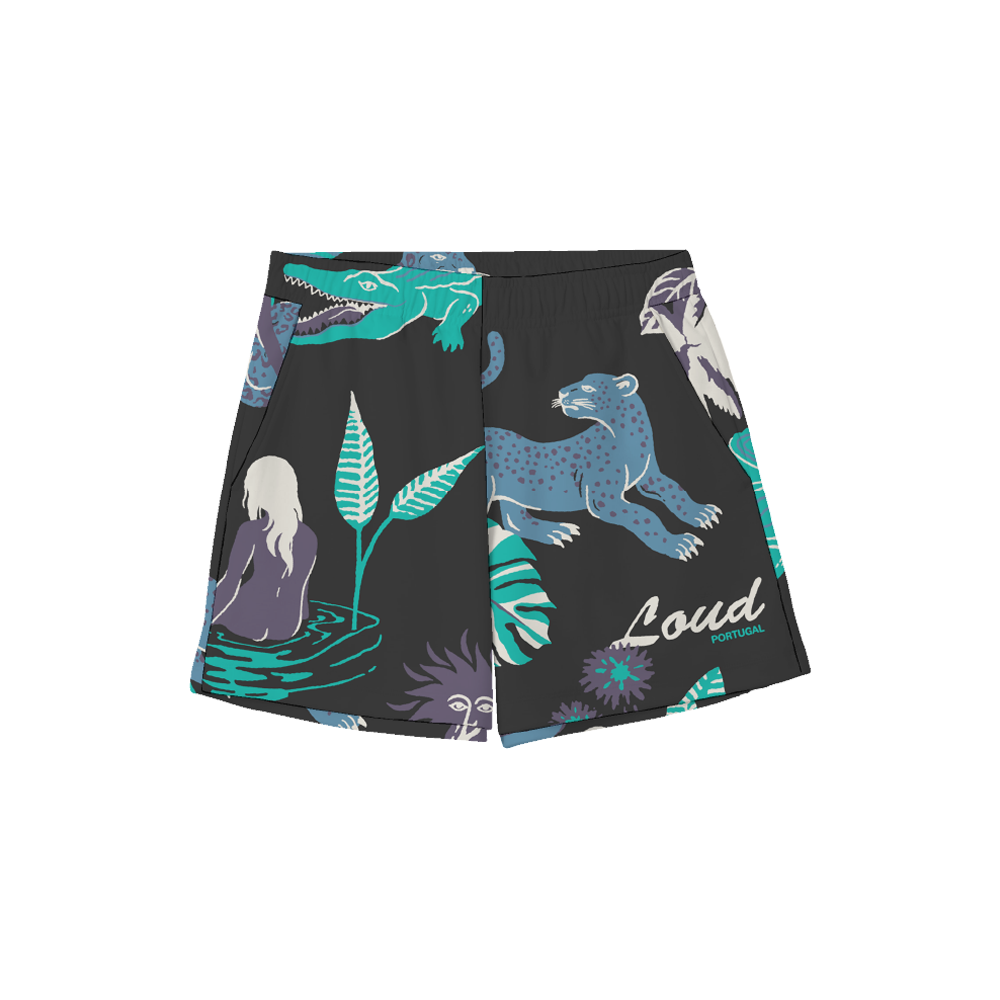 RL Loud Jungle Black Rayon Shorts