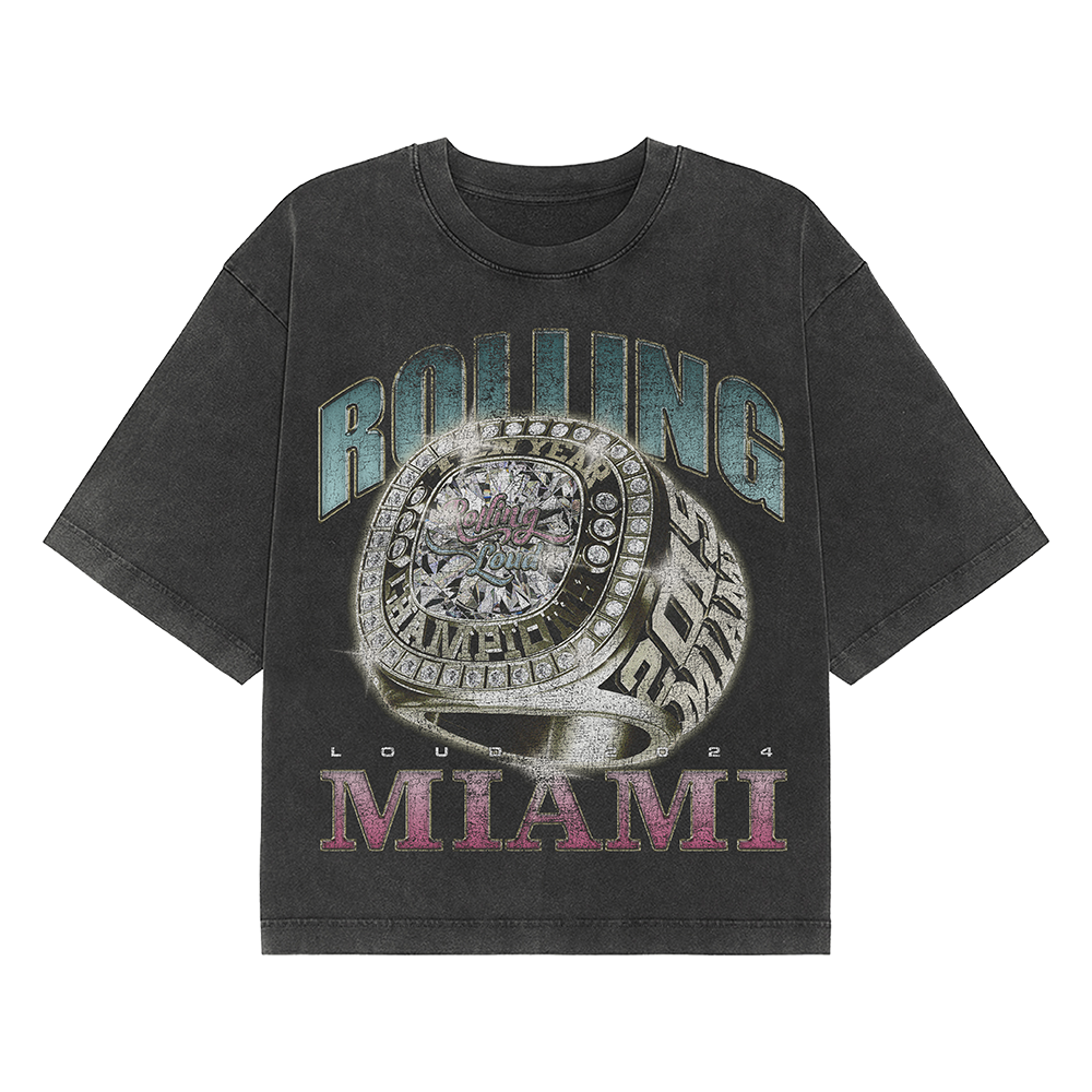 RL Miami 24 Ring Bling Washed Black Lineup Tee Rolling Loud