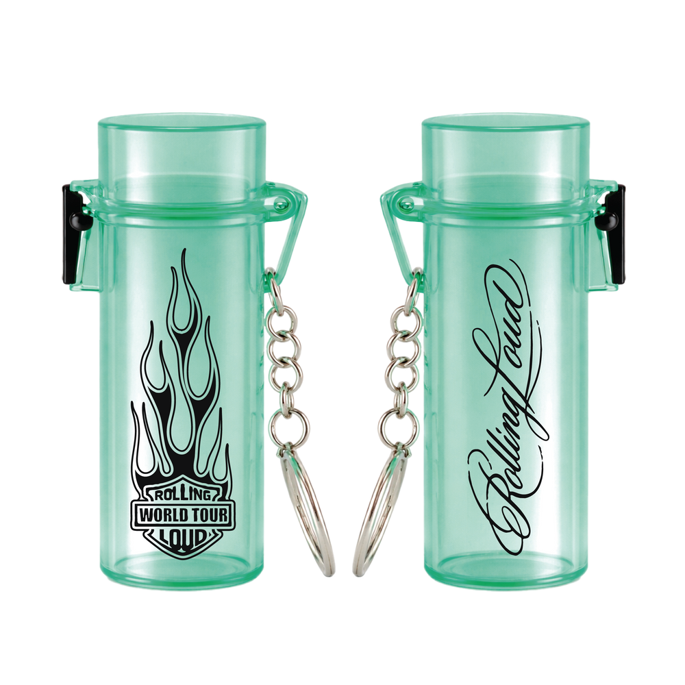 RL Flames Logo Lighter Case Green Keychain