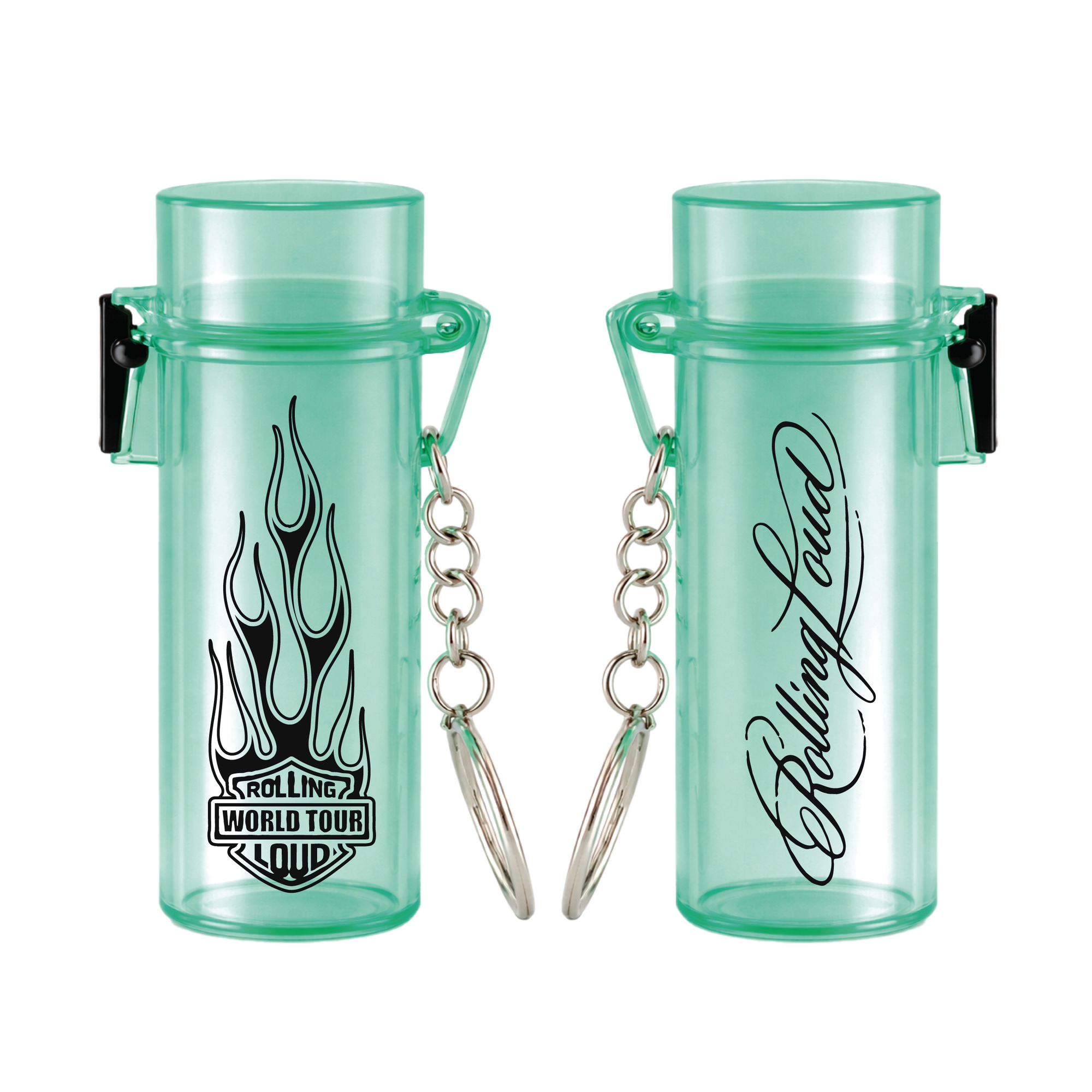 RL Flames Logo Lighter Case Green Keychain