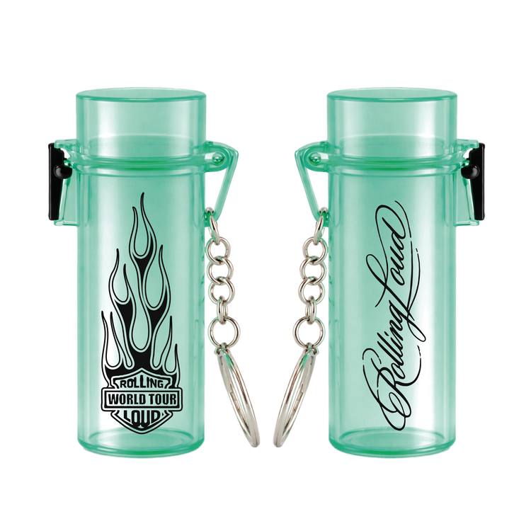 RL Flames Logo Lighter Case Green Keychain