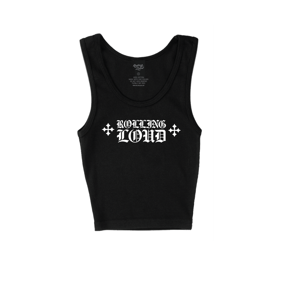 RL Loud Hearts Black Crop Tank