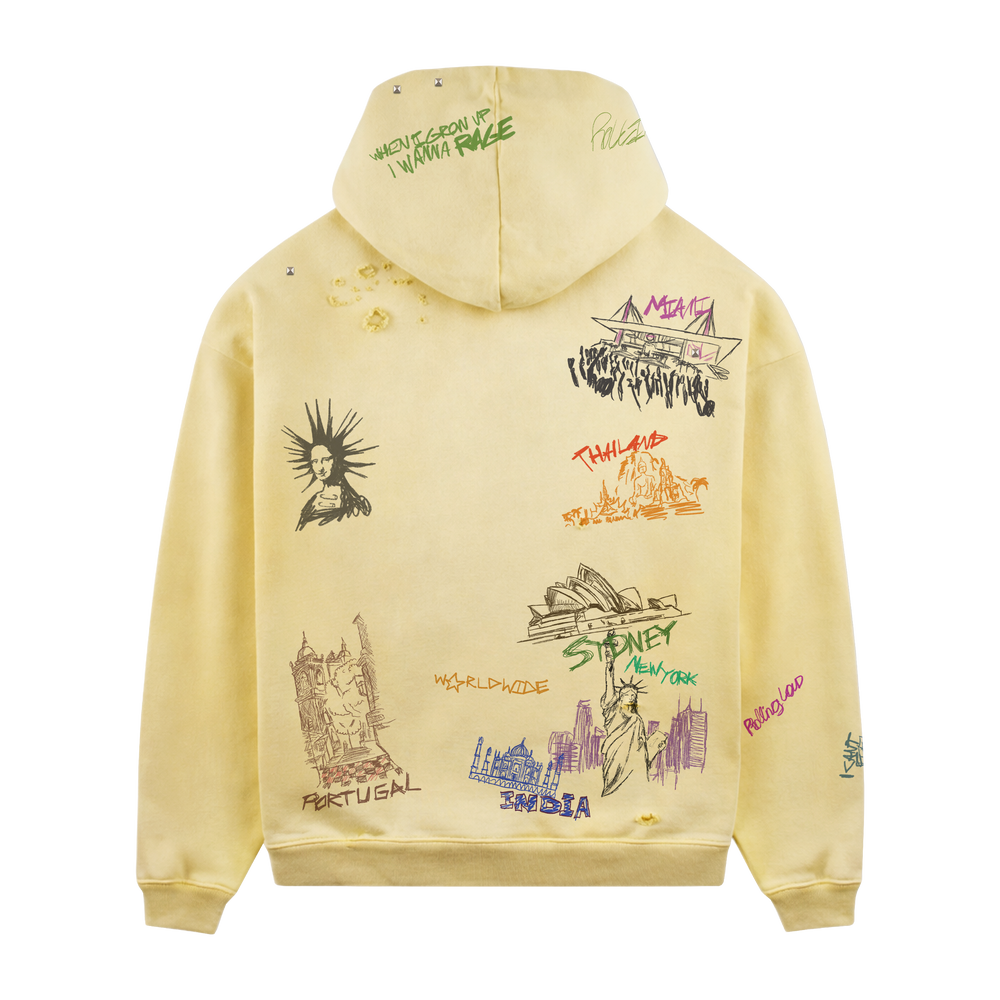 RL All City Sketch Washed Yellow PO Hoodie