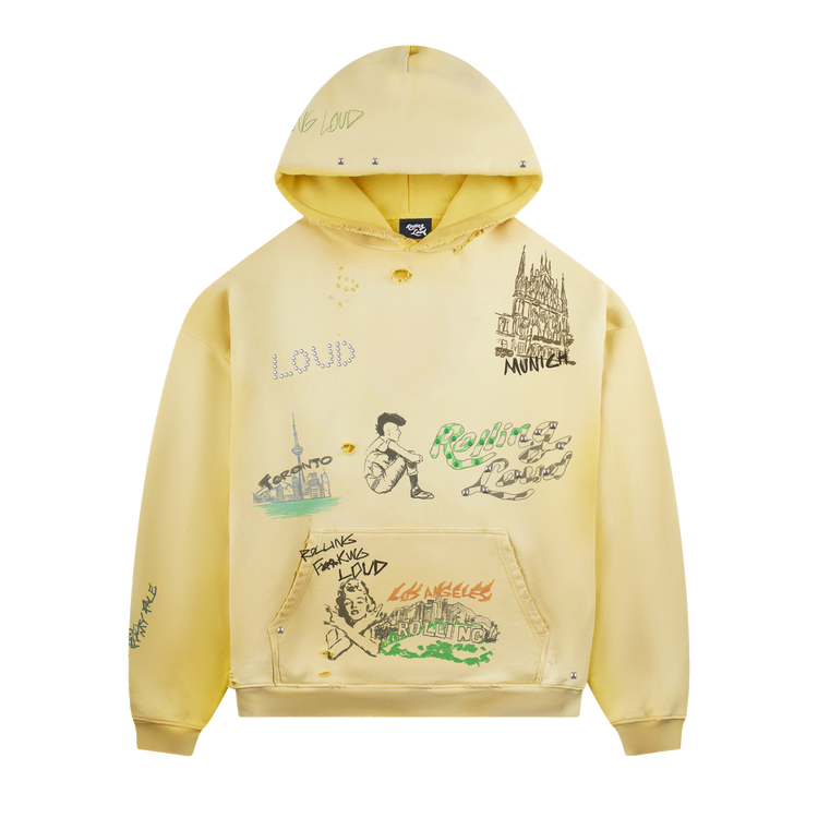 RL All City Sketch Washed Yellow PO Hoodie