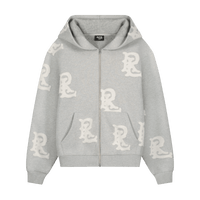 RL BURNOUT LOGO GREY ZIP UP HOODIE