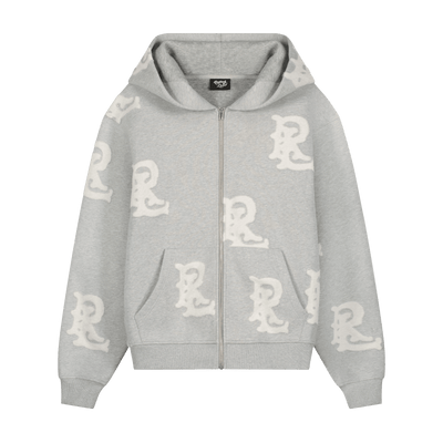 RL BURNOUT LOGO GREY ZIP UP HOODIE
