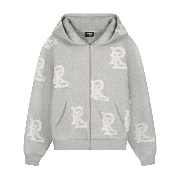 RL BURNOUT LOGO GREY ZIP UP HOODIE