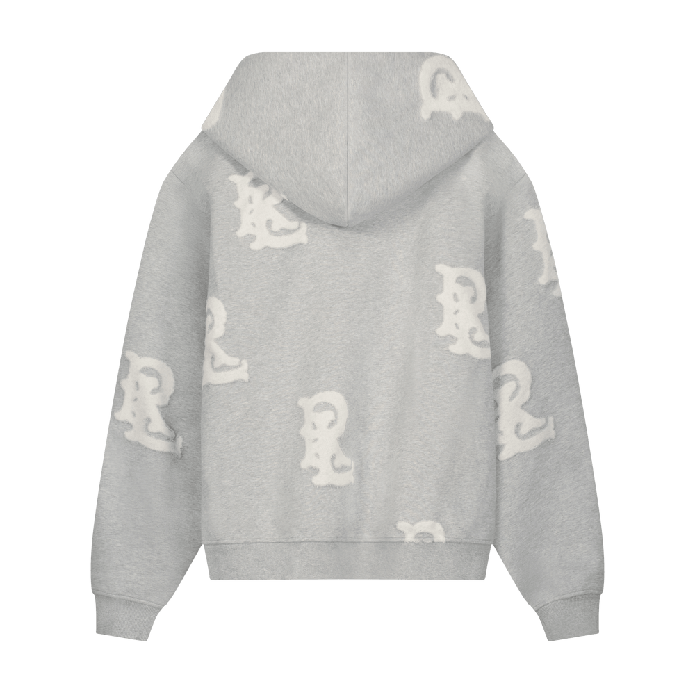 RL BURNOUT LOGO GREY ZIP UP HOODIE
