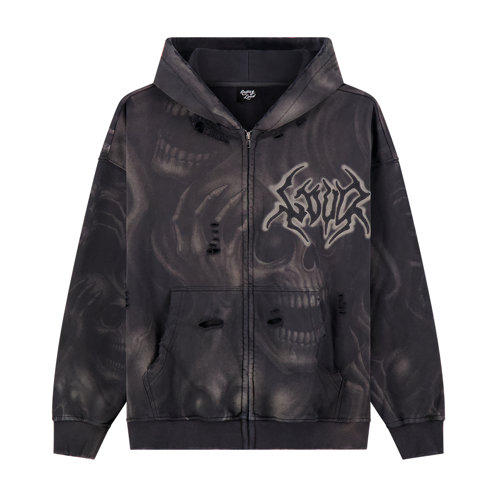GHOST SKULL ZIP UP HOODIE