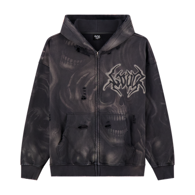 GHOST SKULL ZIP UP HOODIE