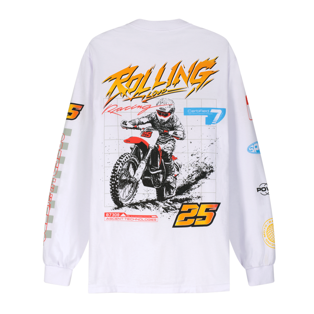 RL LA 25 Moto Cross White Long sleeve | Rolling Loud RL LA 25 Moto Cross White Long sleeve | Rolling Loud