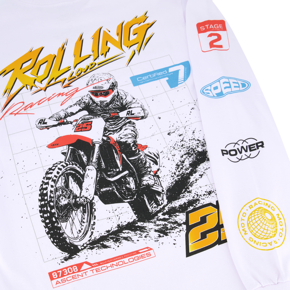 RL LA 25 Moto Cross White Long sleeve | Rolling Loud RL LA 25 Moto Cross White Long sleeve | Rolling Loud
