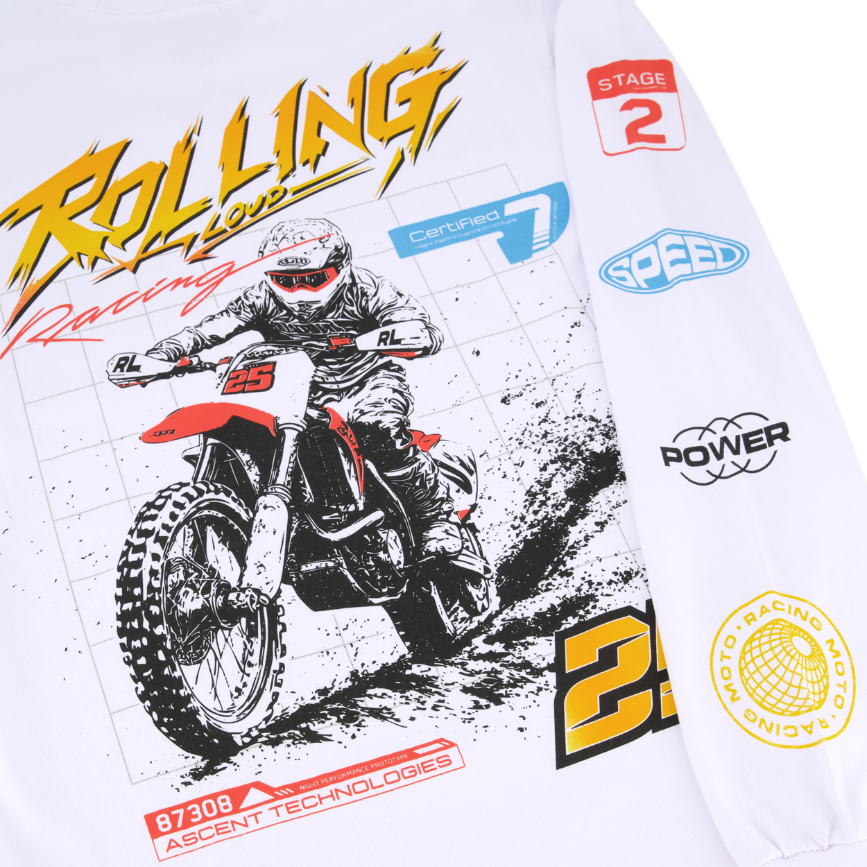 RL LA 25 Moto Cross White Long sleeve